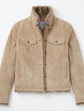 Wilsons Leather Beige Suede Faux Fur Jacket Size S